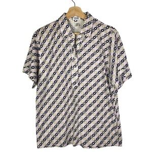 Leon Levin Purple Printed Short Sleeve Golf Polo L